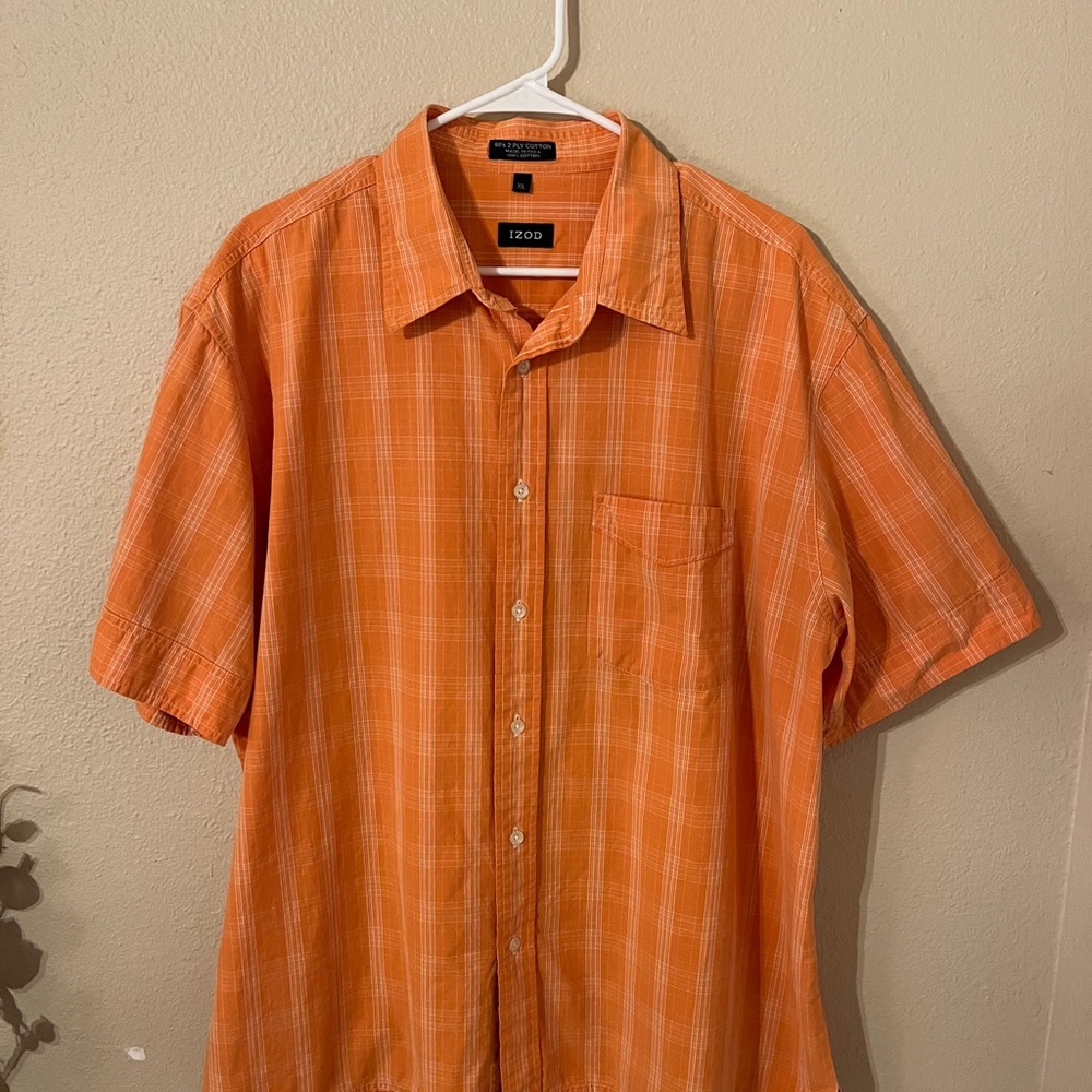 IZOD Men's Orange Plaid Shirt Size XL